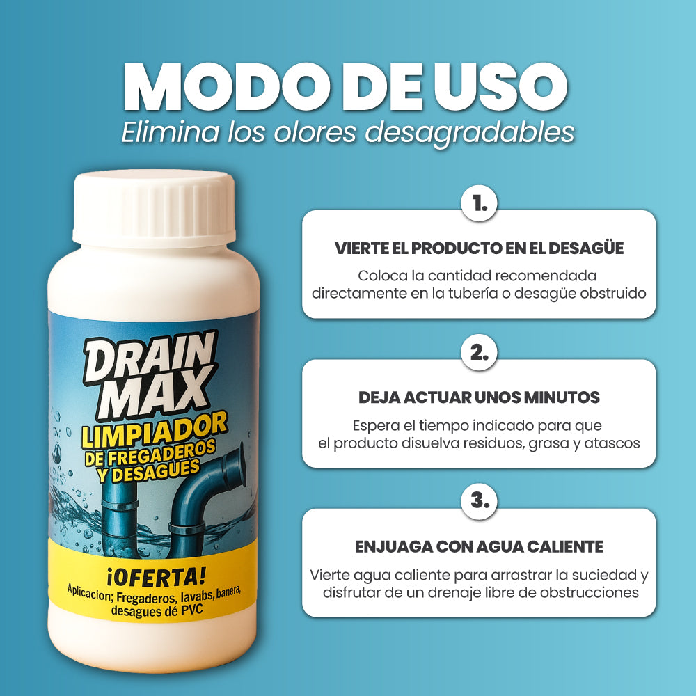 Limpiador de desagües y tuberías + 1 GRATIS - Drain Max™
