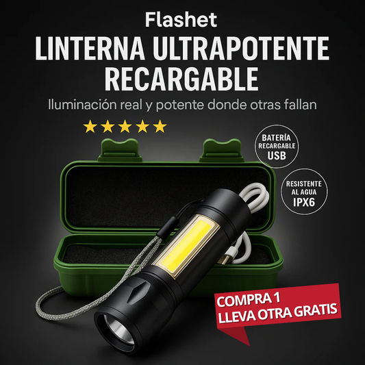 Linterna ultrapotente recargable + 1 de regalo - Flashet™