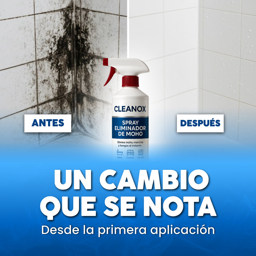 Antes y después limpiador de moho