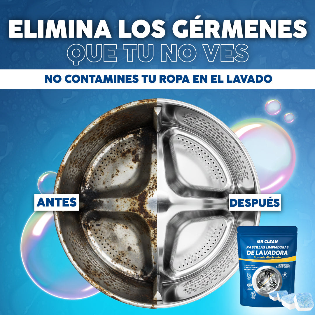 Pack 12 Pastillas limpiadoras de lavadora - Mr Clean™ | 1 + 1 GRATIS