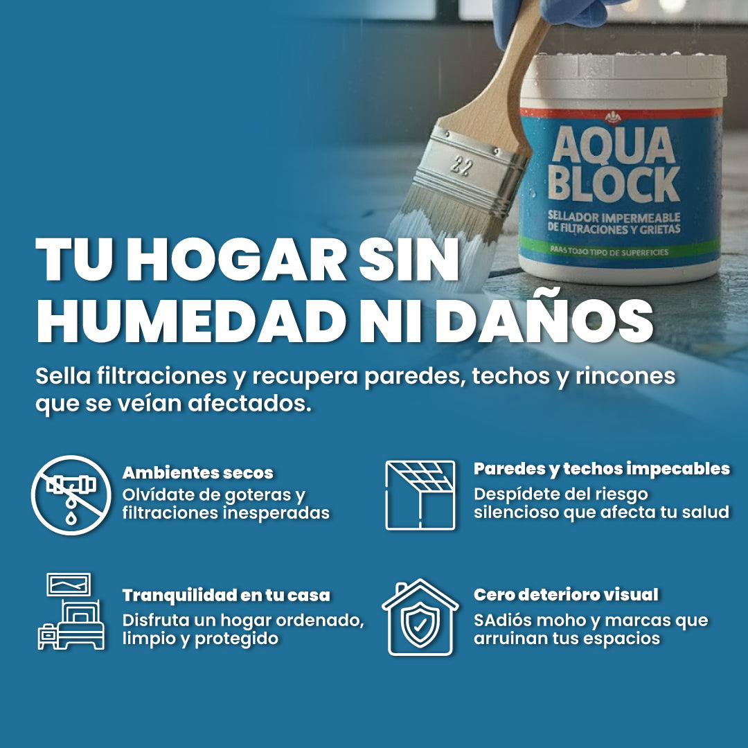 Sellador impermeable de filtraciones y grietas - Aqua Block™