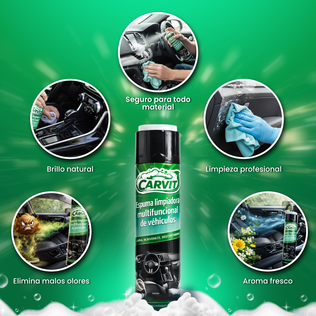 Carvit™ - Espuma limpiadora multifuncional de vehículos