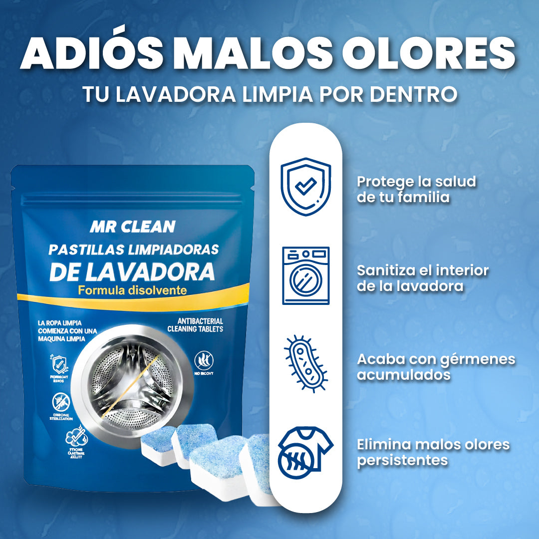 Pack 12 Pastillas limpiadoras de lavadora - Mr Clean™ | 1 + 1 GRATIS