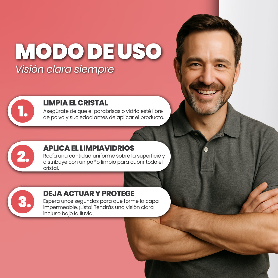 Limpiavidrios con efecto impermeable - Glass Shield™