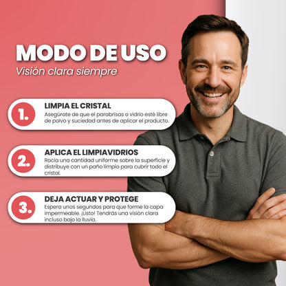 Limpiavidrios con efecto impermeable - Glass Shield™