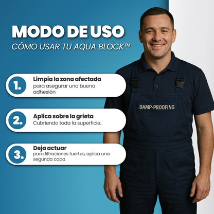 Sellador impermeable de filtraciones y grietas - Aqua Block™