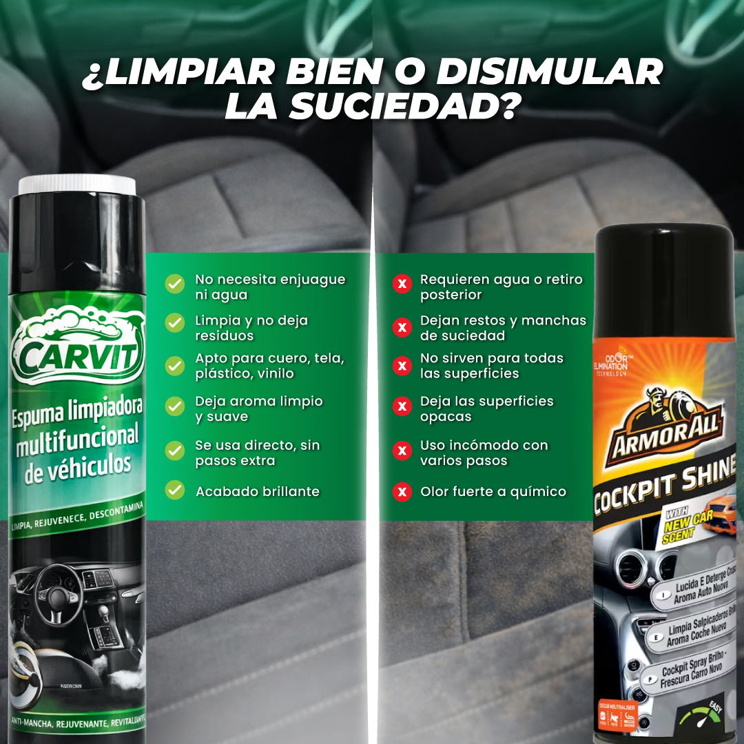 Carvit™ - Espuma limpiadora multifuncional de vehículos