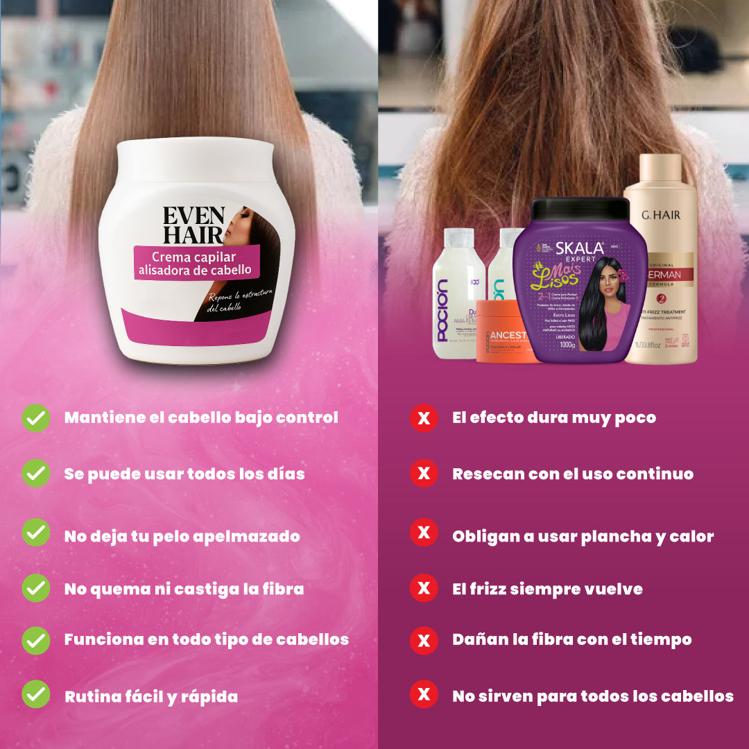 Crema capilar alisadora de cabello - Even Hair™ | 1 + 1 GRATIS