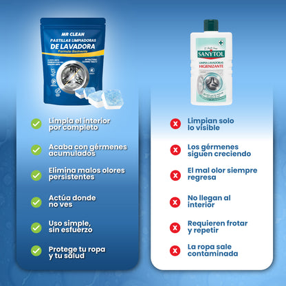 Pack 12 Pastillas limpiadoras de lavadora - Mr Clean™ | 1 + 1 GRATIS